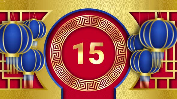 Oriental style motion graphic background with 30 second countdown timer