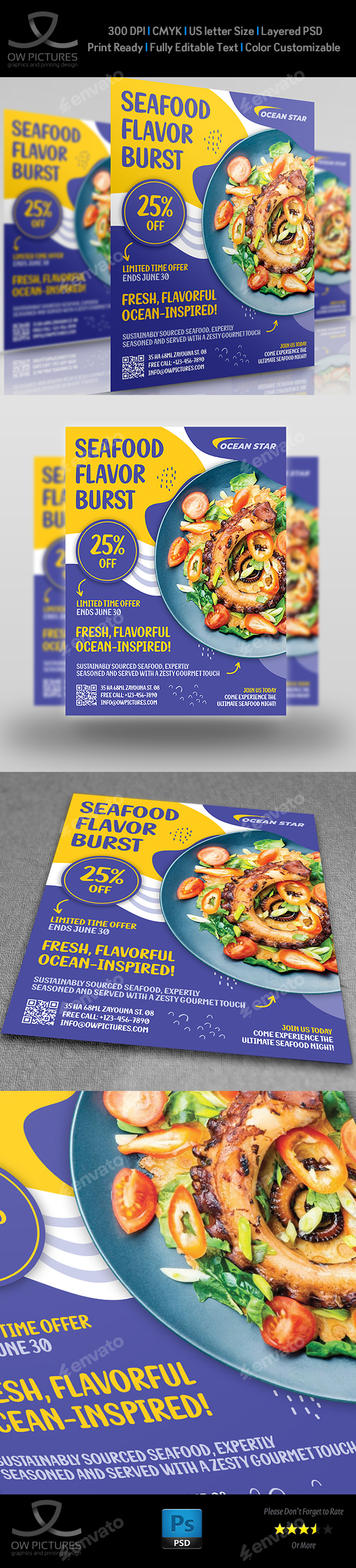 Seafood Flavor Burst – Restaurant Promo Flyer Template