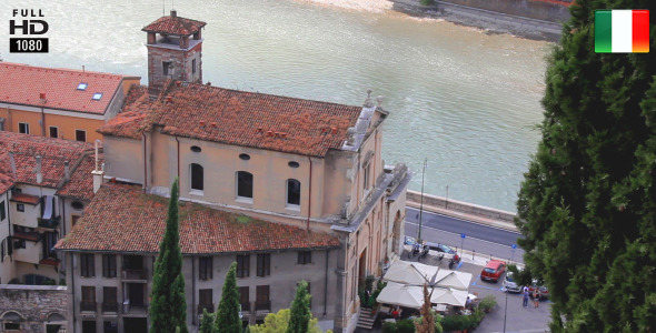 Church on the Adige River, Verona, Italy