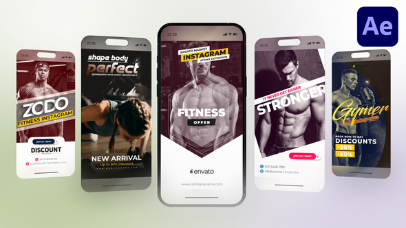 Fitness Instagram Video Displays template preview