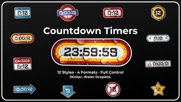 Sticker Countdown Timers - Water Droplets Titles template preview