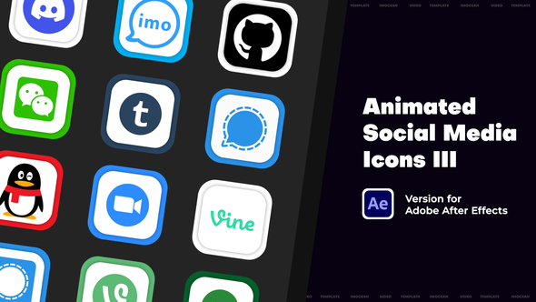 Animated Social Media Icons III Elements template preview