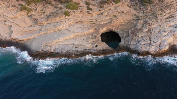 Flying Above Giola Lagoon Near the Sea and Rocky Coastline of Thassos Island alt