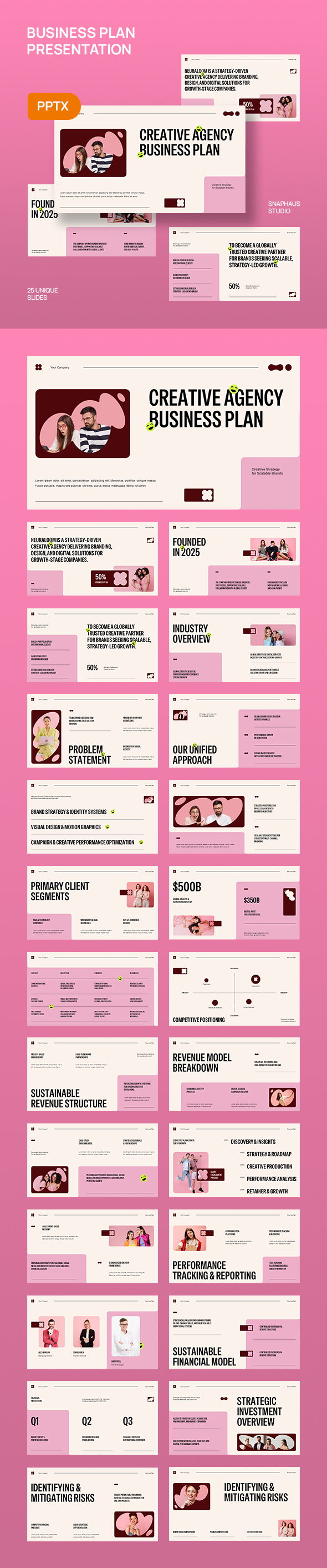 Cream Pink Brown Agency Creative Business Plan Powerpoint Presentation