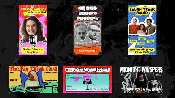 Paper Collage Podcast Intro Openers template preview