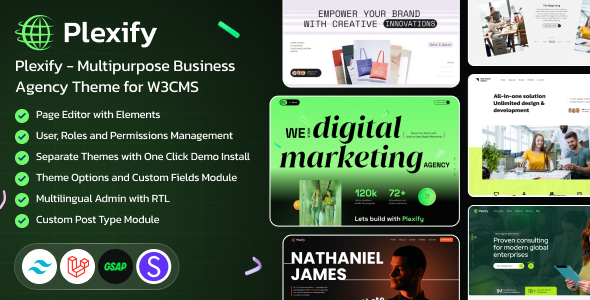 Plexify - Multipurpose Business Agency Theme for W3CMS