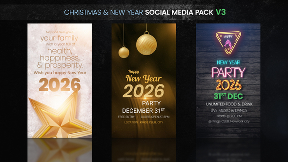 Christmas & New Year Social Media Pack V3 Openers template preview