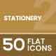 50 Stationery Flat Multicolor Icons 