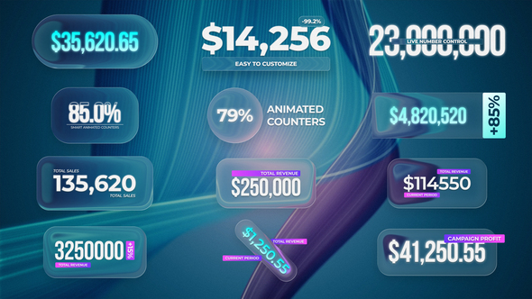 Liquid Animated Counters Infographics template preview
