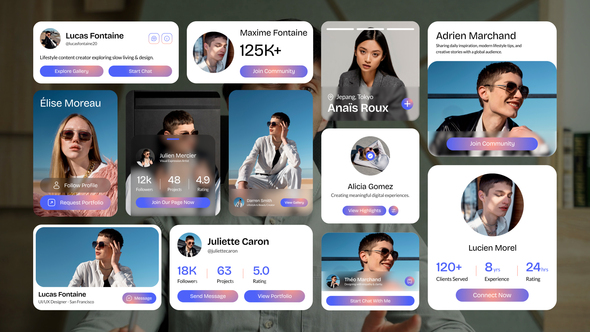 Profile Card App Widget Elements template preview
