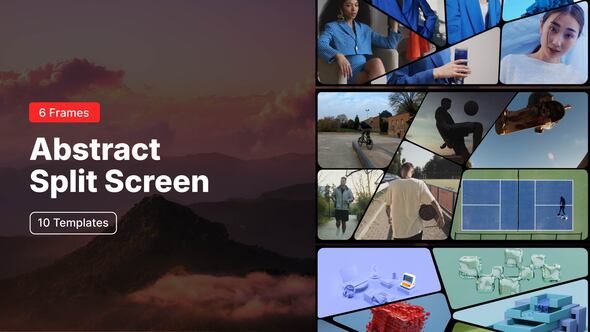 Abstract Split Screen – 6 Frames Video Displays template preview