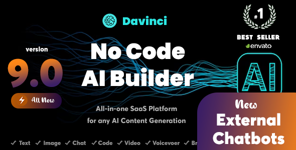 Davinci AI - OpenAI Content, Text, Image, Voice, Chat, Code, Transcript, and Video Generator as SaaS
