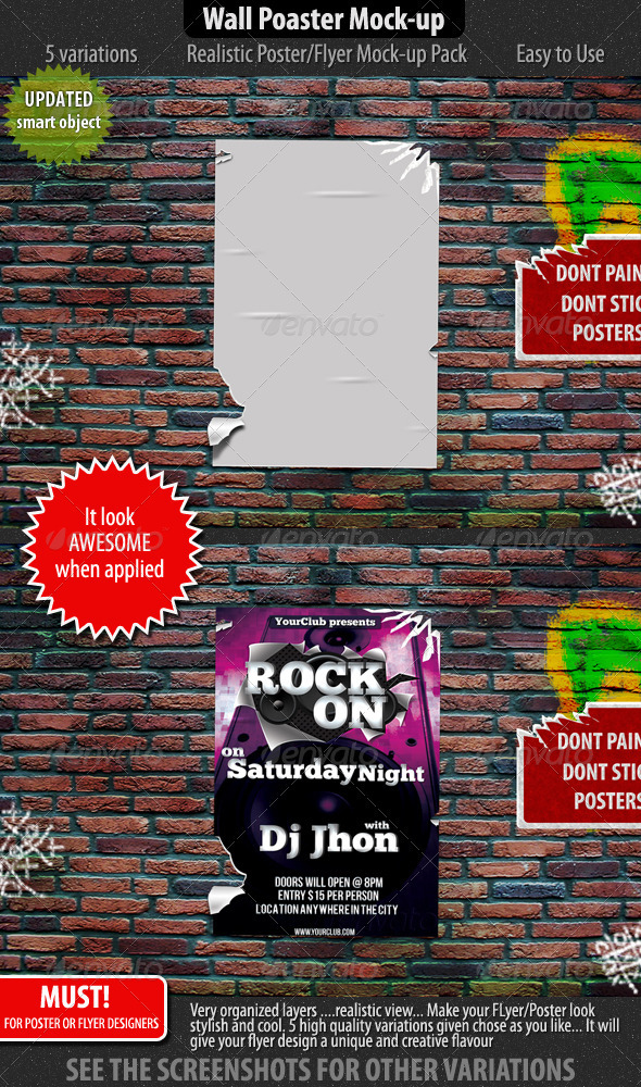 Wall Poster/Flyer Mockup by WonderArt GraphicRiver