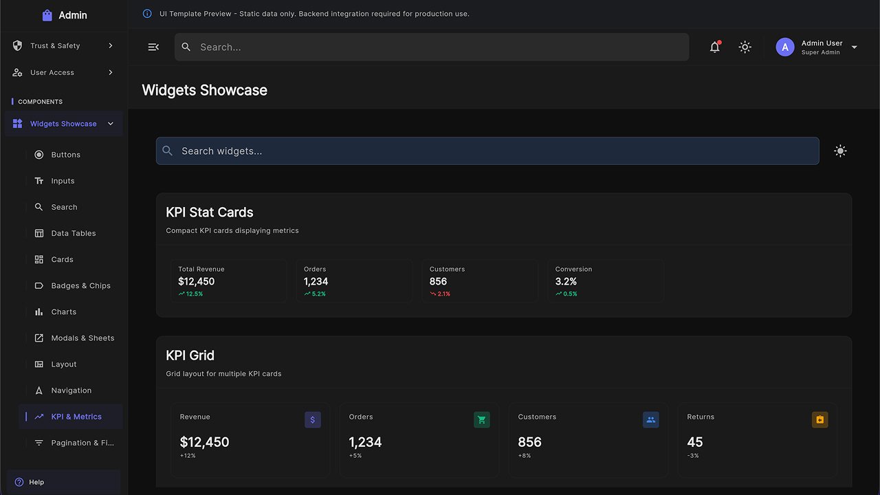 Multipurpose Admin Dashboard UI Kit – Flutter Web SaaS Template by ...
