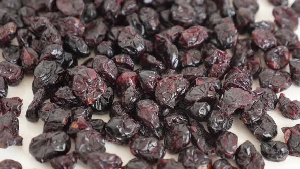 Slow tilt on Vaccinium oxycoccos berries 4K 2160p 30fps UltraHD footage - Pile of sweetened and dehy alt