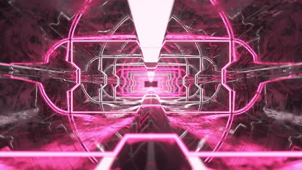 Futuristic Animation of Flying Through a Red Tunnel with Neon Lights alt