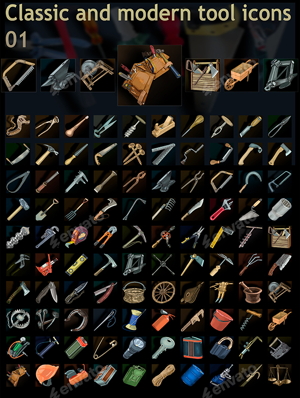 CLASSIC AND MODERN TOOL ICONS 01