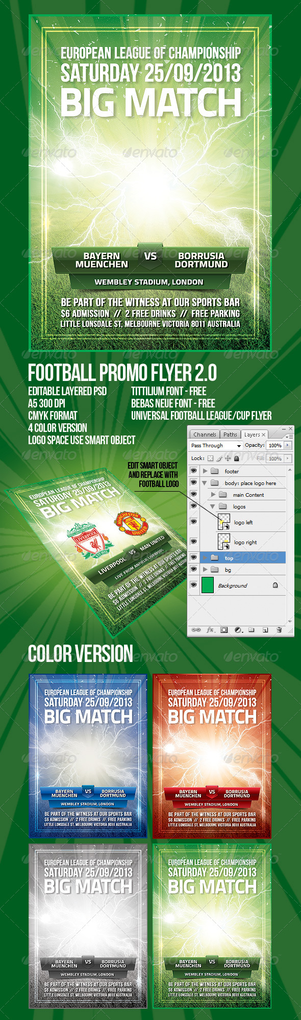 Football Europe League Promo Flyer - Sports Events