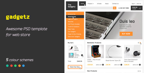 Gadgetz – PSD Template - Retail PSD Templates