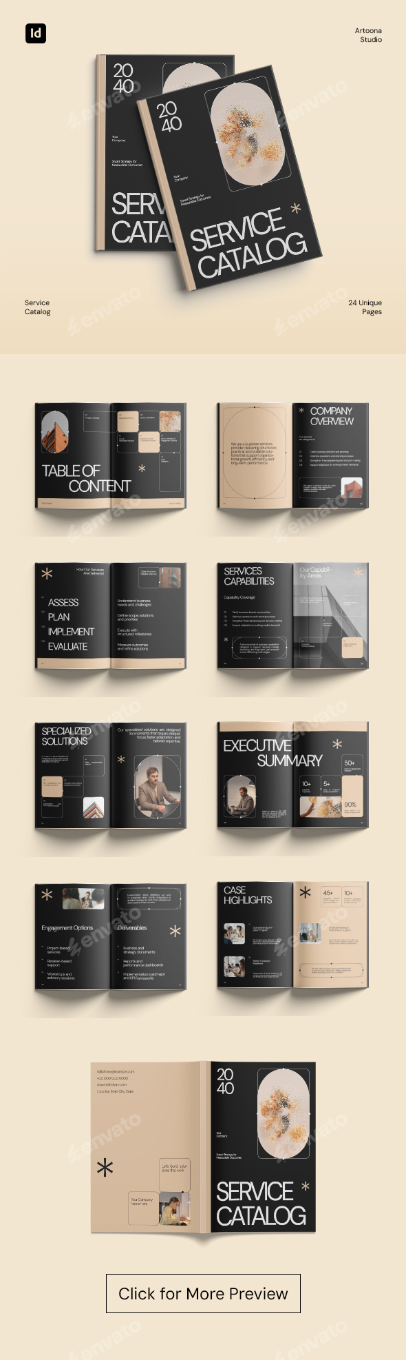 Black Beige Modern Business Service Catalog