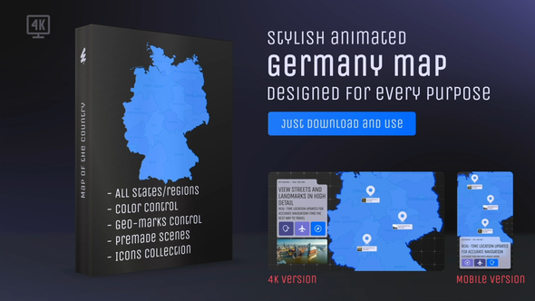Germany Map - Deutschland Map Kit - Federal Republic of Germany Map Video Displays template preview