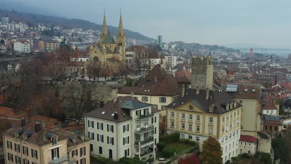 Top view of old town in Switzerland alt