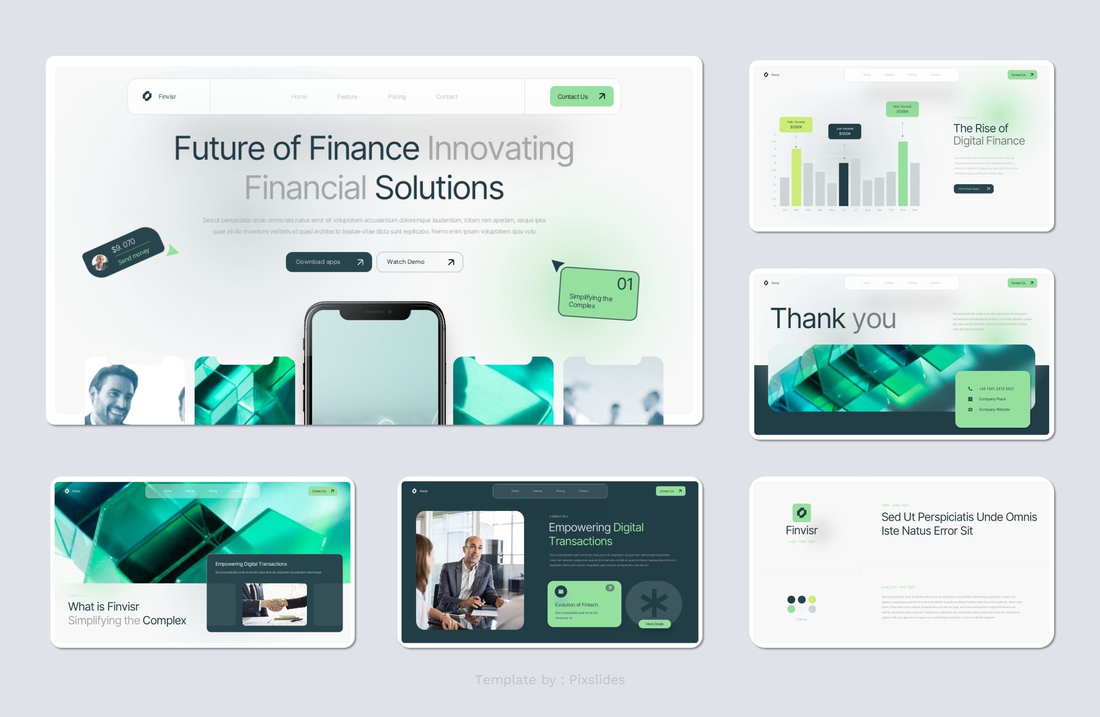 Finvisr - Fintech Pitch Deck PowerPoint Template, Presentation Templates