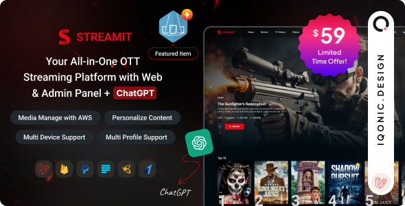 Streamit Laravel- OTT, Movies & Live Video Streaming Platform