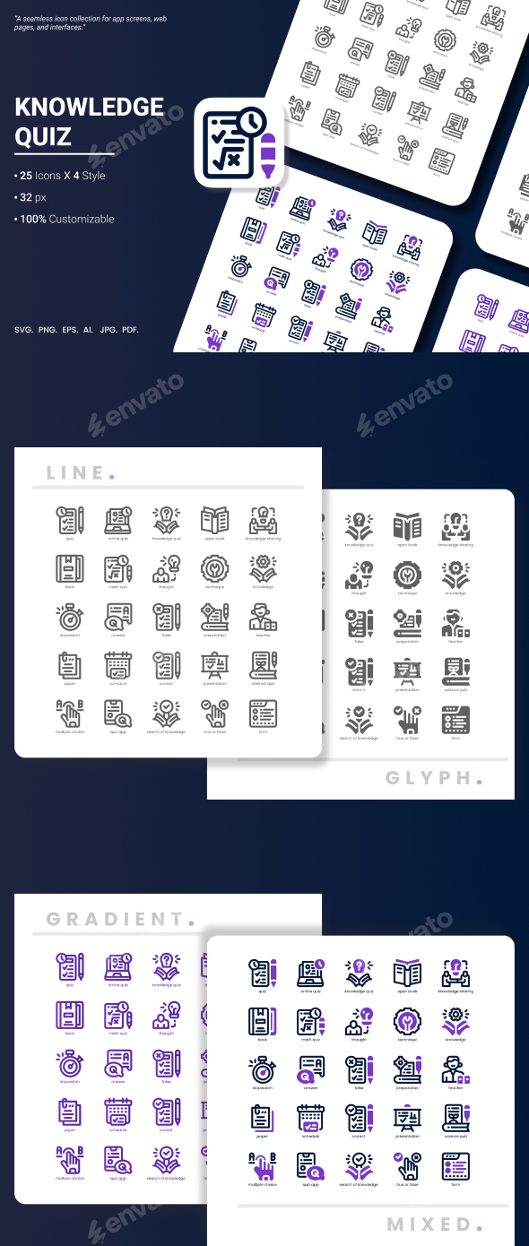 Knowledge Quiz Icon Pack