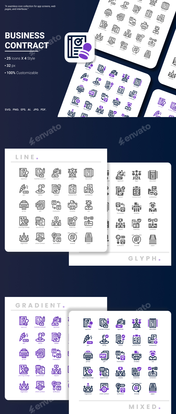 Business Contract Icon Pack