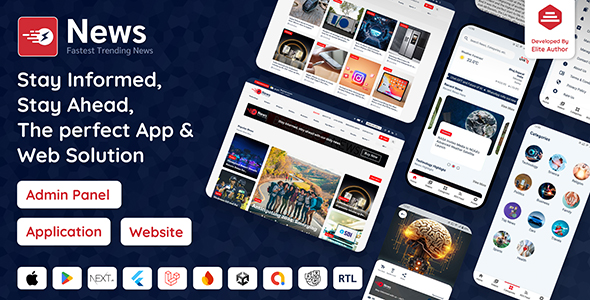News App and Web - Flutter News App for Android and iOS App | Laravel Admin Panel + News Website