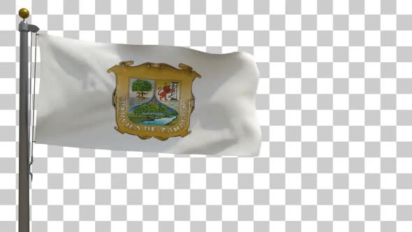 Coahuila Flag on Flagpole with Alpha Channel alt