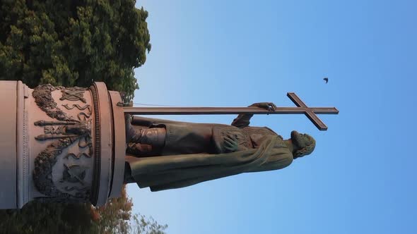 Vertical Video  Monument To Vladimir the Great at Dawn in the Morning alt