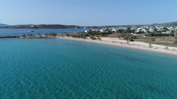 Naxos beach in the Cyclades in Greece seen from the sky alt