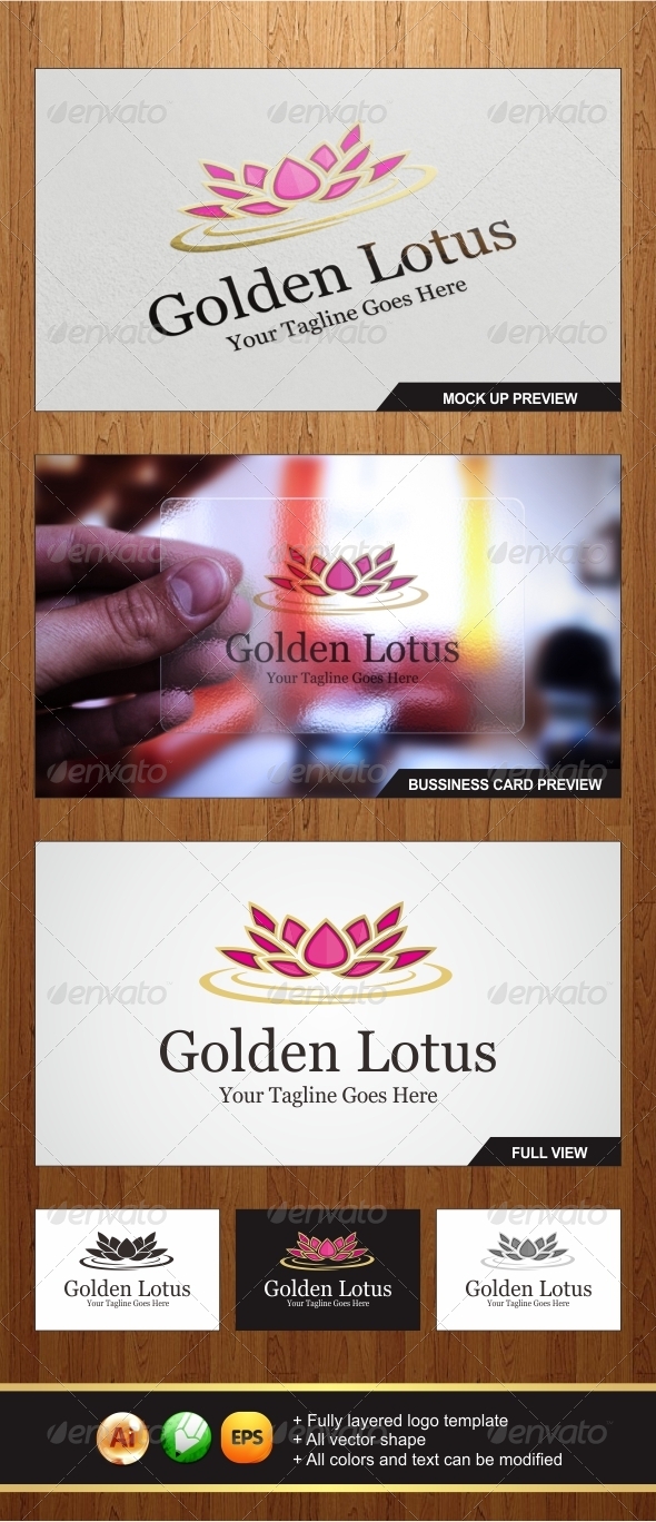 Golden Lotus Logo - Nature Logo Templates