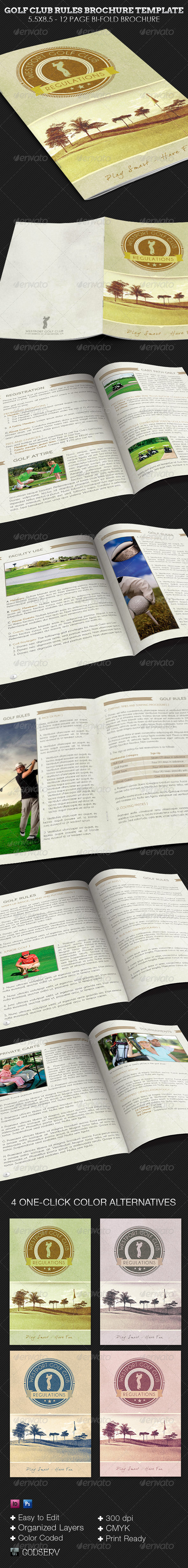 Golf Club Rules Brochure Template - Print Templates