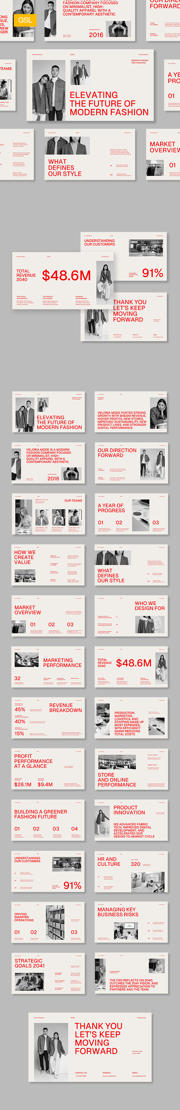 Cream Red Fashion Annual Report Google Slides Presentation