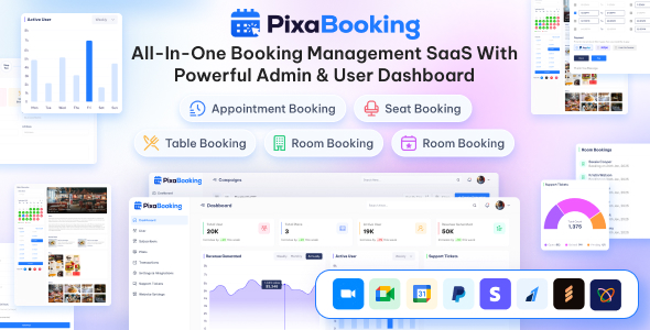 PixaBooking – Booking Management SaaS with Admin & User Dashboard
