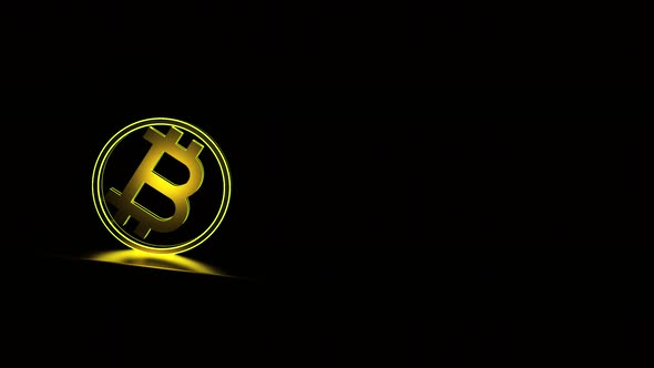 Bitcoin Sign on Black Background alt