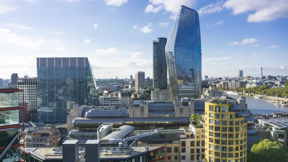 View of south bank of the river Thames, London, UK alt
