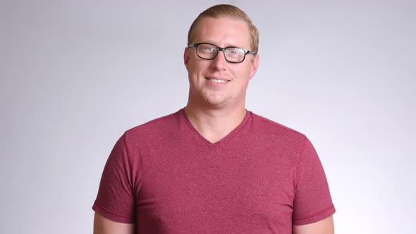 Portrait of man on white background