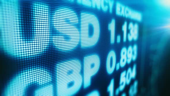 Currency Exchange Number Board in Europe, USD GBP and Other Money Rates alt