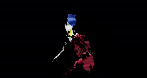 Philippines national flag background with country shape outline. Alpha channel animation alt