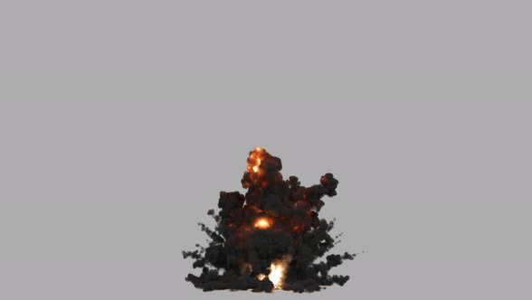 Explosion - Black Smoke - 4K - Alpha