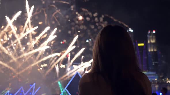 Girl Watching Fireworks