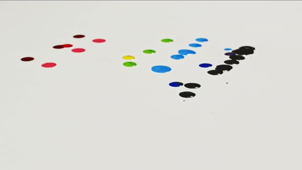 The Paint Dripping Onto The White Floor. alt