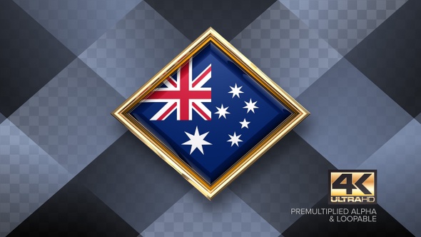 Australia Flag Rotating Badge 4K Looping with Transparent Background