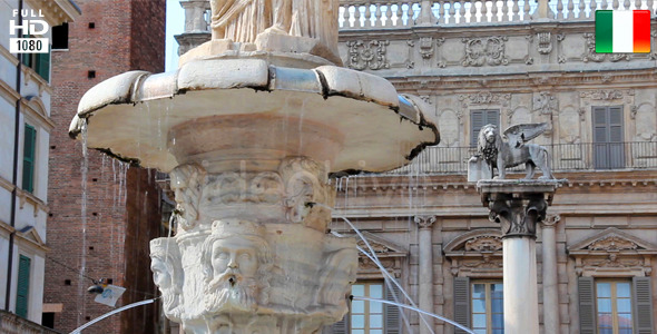 Fountain in Piazza Erbe, Verona, Italy, Europe