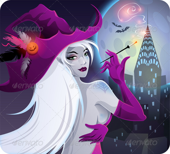 Halloween Witch Illustration - People Characters