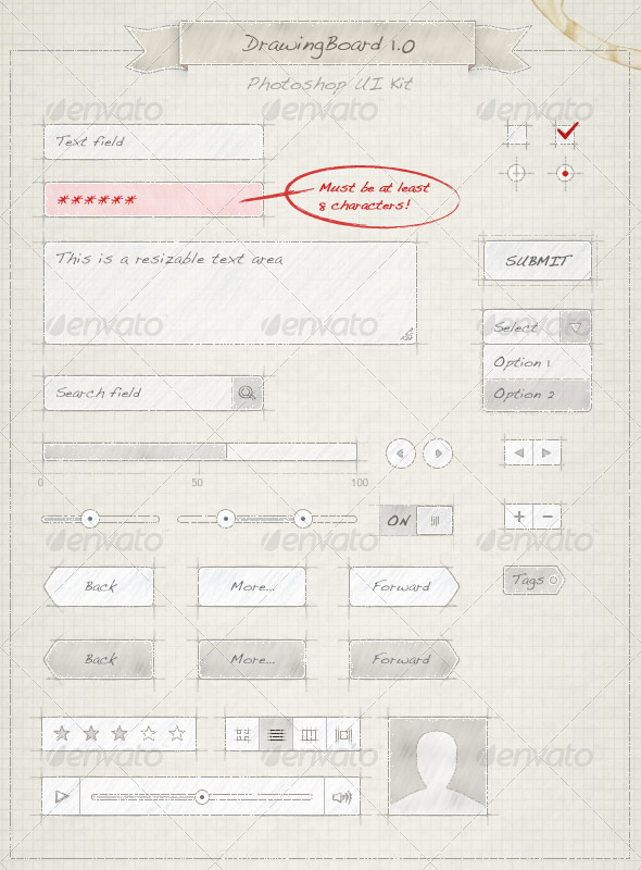 Drawing Board UI Kit - User Interfaces Web Elements